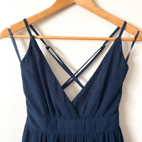 Selfie Leslie Greta Chiffon Layered Mini Dress  Navy Blue Size Small - Picture 5 of 8